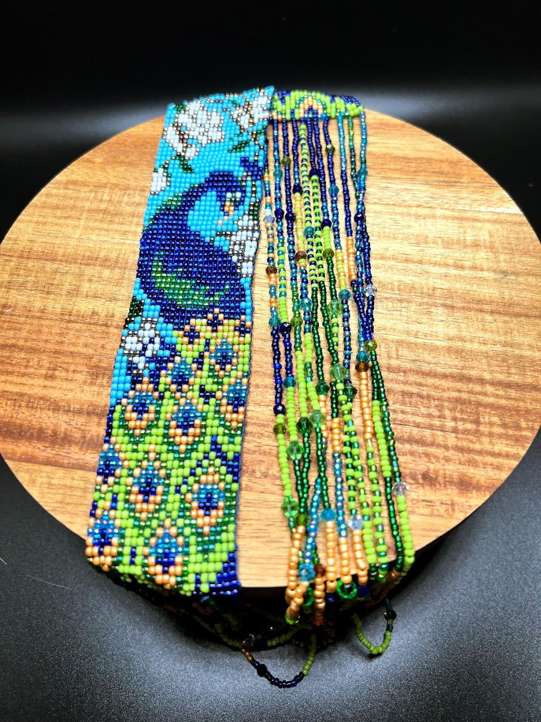 Blue Peacock Design Loom Beaded Necklaces