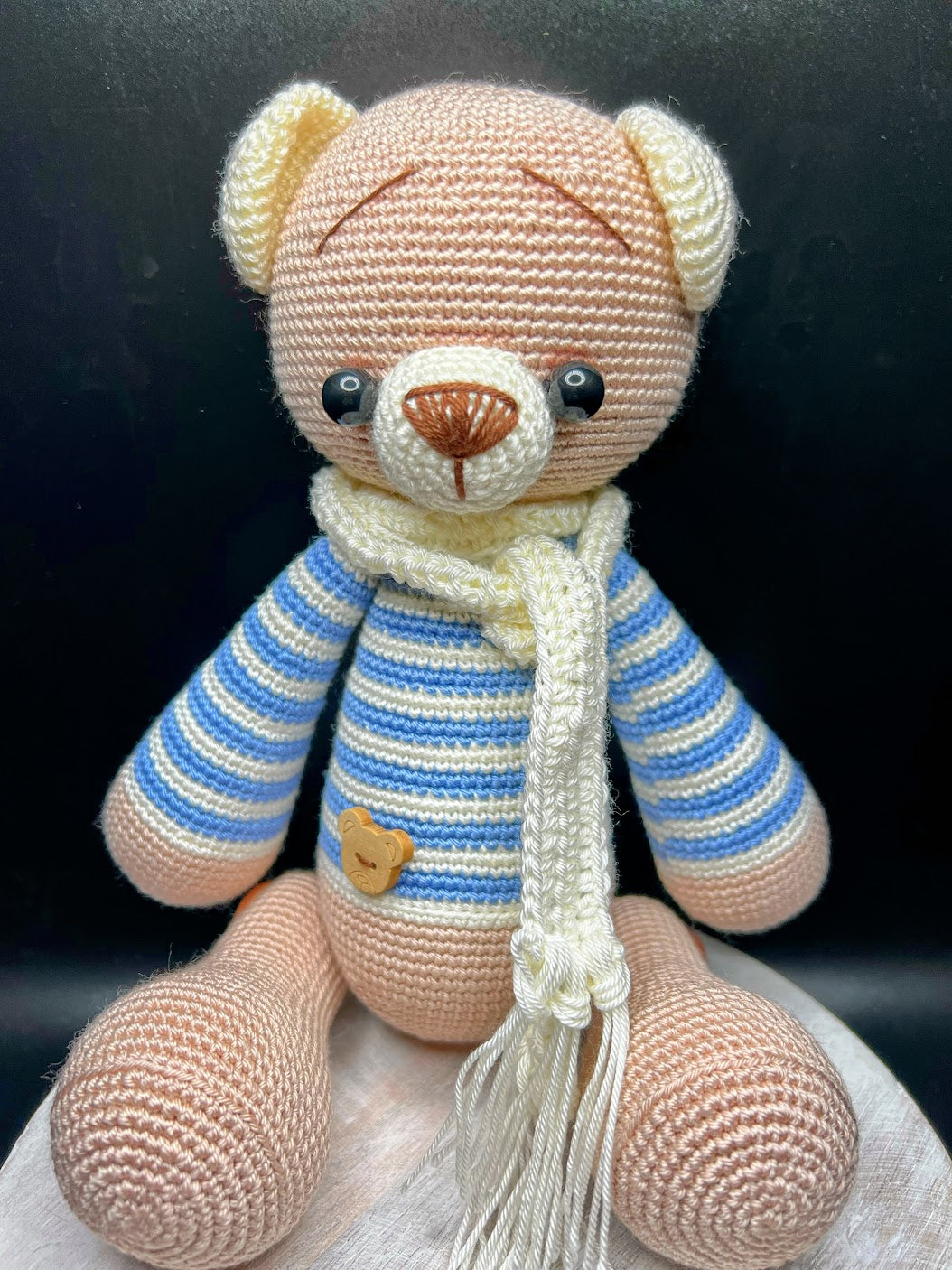 Stuffed Bear with Scarf - Crochet Knitted Amigurumi Toy