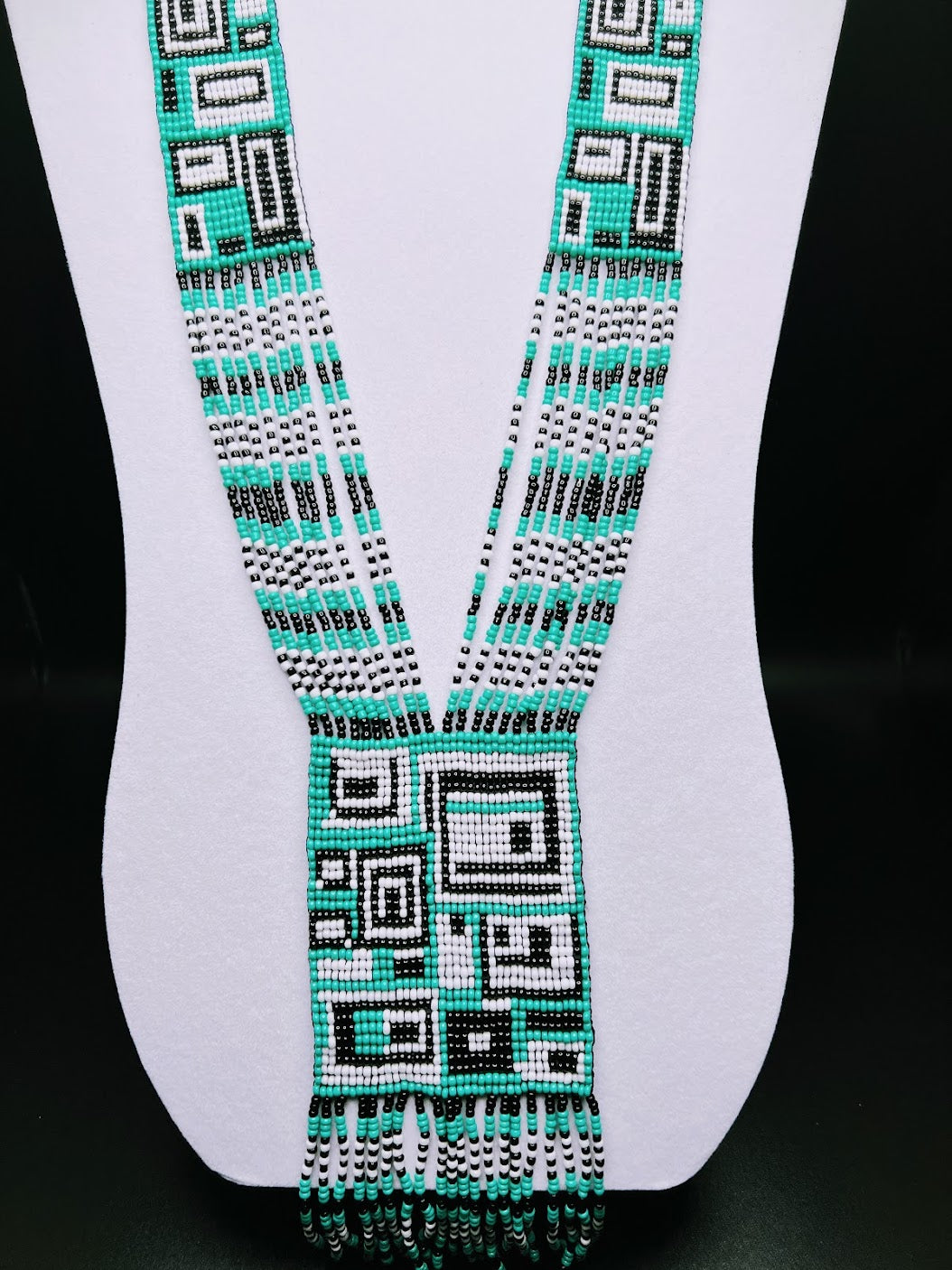 Beaded Yellow and Teal Geometric Necklace ( 2 Different Designs)