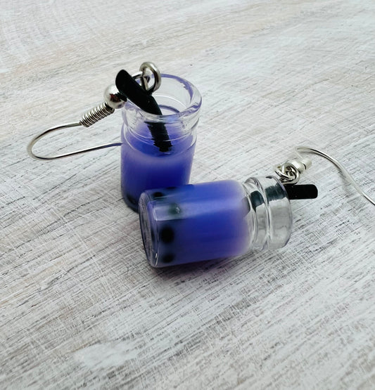 Ube (Purple Yam) Boba Tea Earrings