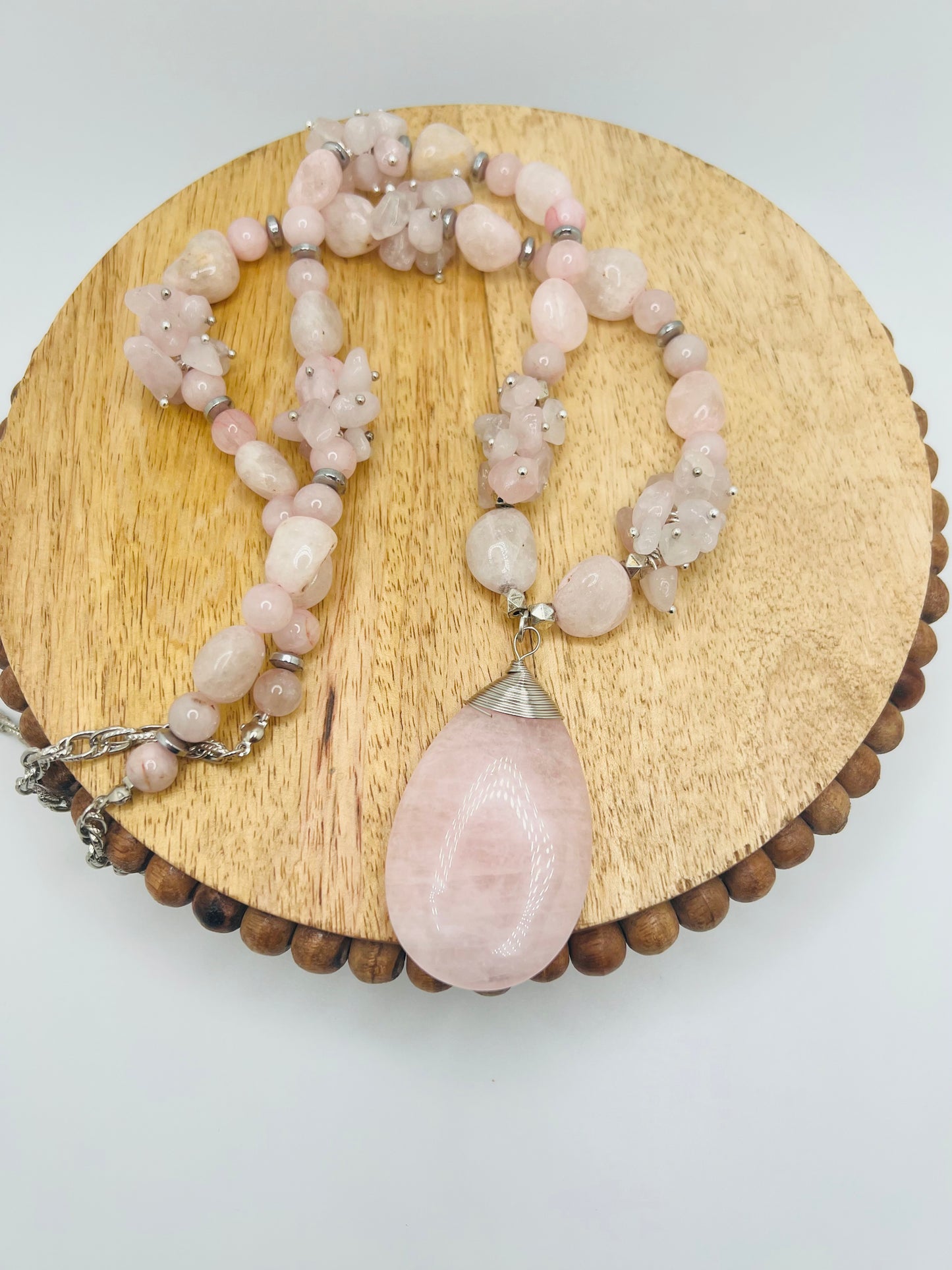 Natural Rose Agate Necklace With Rose Agate Pendant
